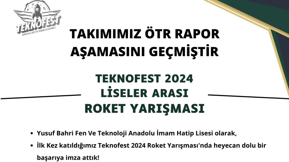 Ünye Yusuf Bahri Fen ve Teknoloji Anadolu İmam Hatip Lisesi ROKETTE DE BİR ÜST TURDA!!!